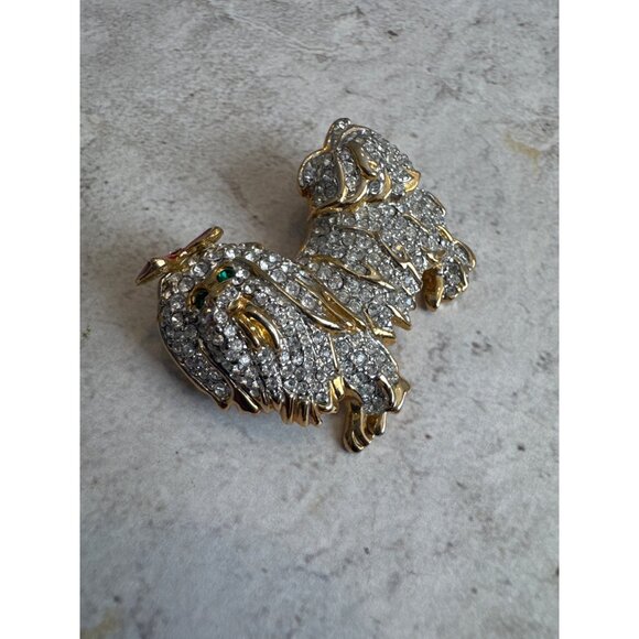 Maltese Dog Rhinestone Brooch Pin Gorgeous - Picture 2 of 10